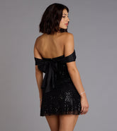 Rosalyn Sequin Beaded Off-The-Shoulder Mini Dress
